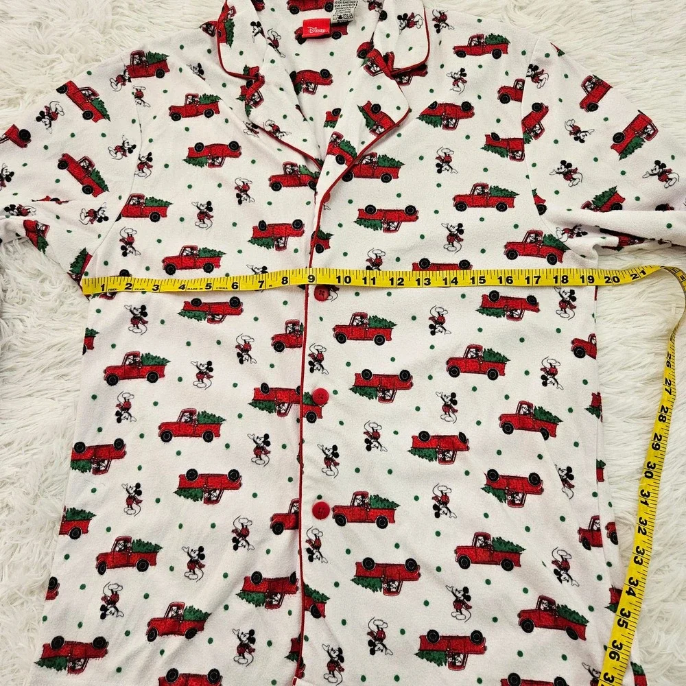 Disney Mickey Mouse Christmas Truck Button Up Flannel Night Shirt.‎ Size S - Picture 3 of 6